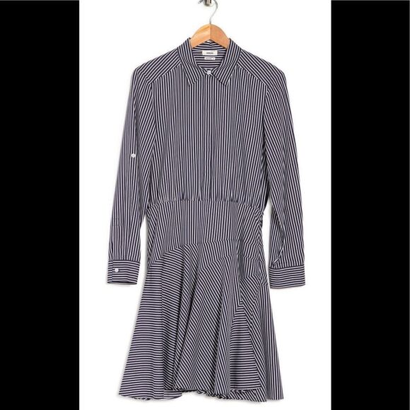 Women’s Jason Wu stripe asymmetrical tiered shirt long sleeve dress💥size 10, NWT - Picture 3 of 15